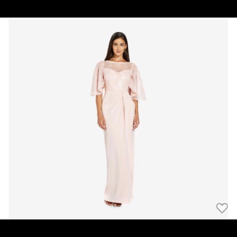 Adrianna Papell Blush Flutter Sleeve Gown